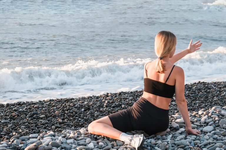 Sport.Fitness outdoor.Fitness instructor goes sports,yoga.Sports,care for physical and mental health